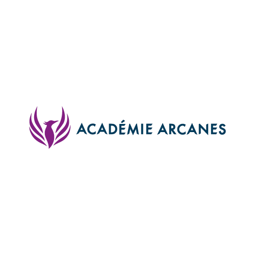Logo Phénix violet Académie Arcanes fond blanc
